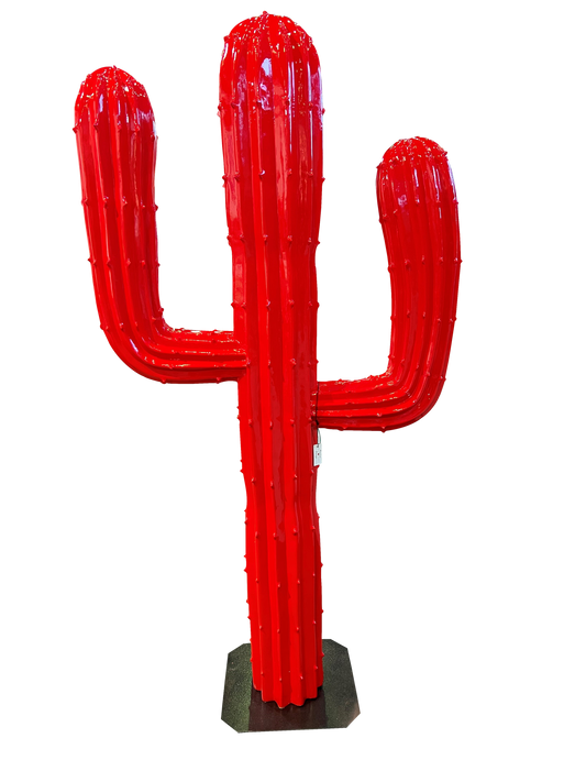 Vibrant Saguaro Cactus Sculpture red