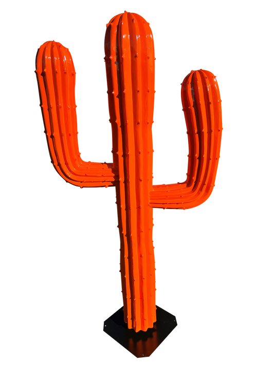 Sculpture vibrante de cactus Saguaro orange