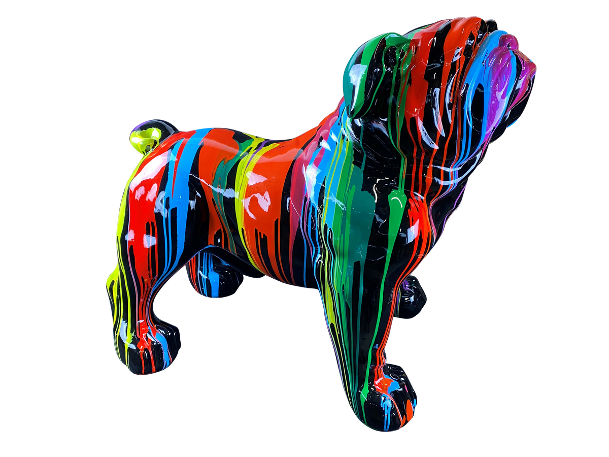 Vibrant Drip Bulldog Statue