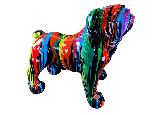 Vibrant Drip Bulldog Statue