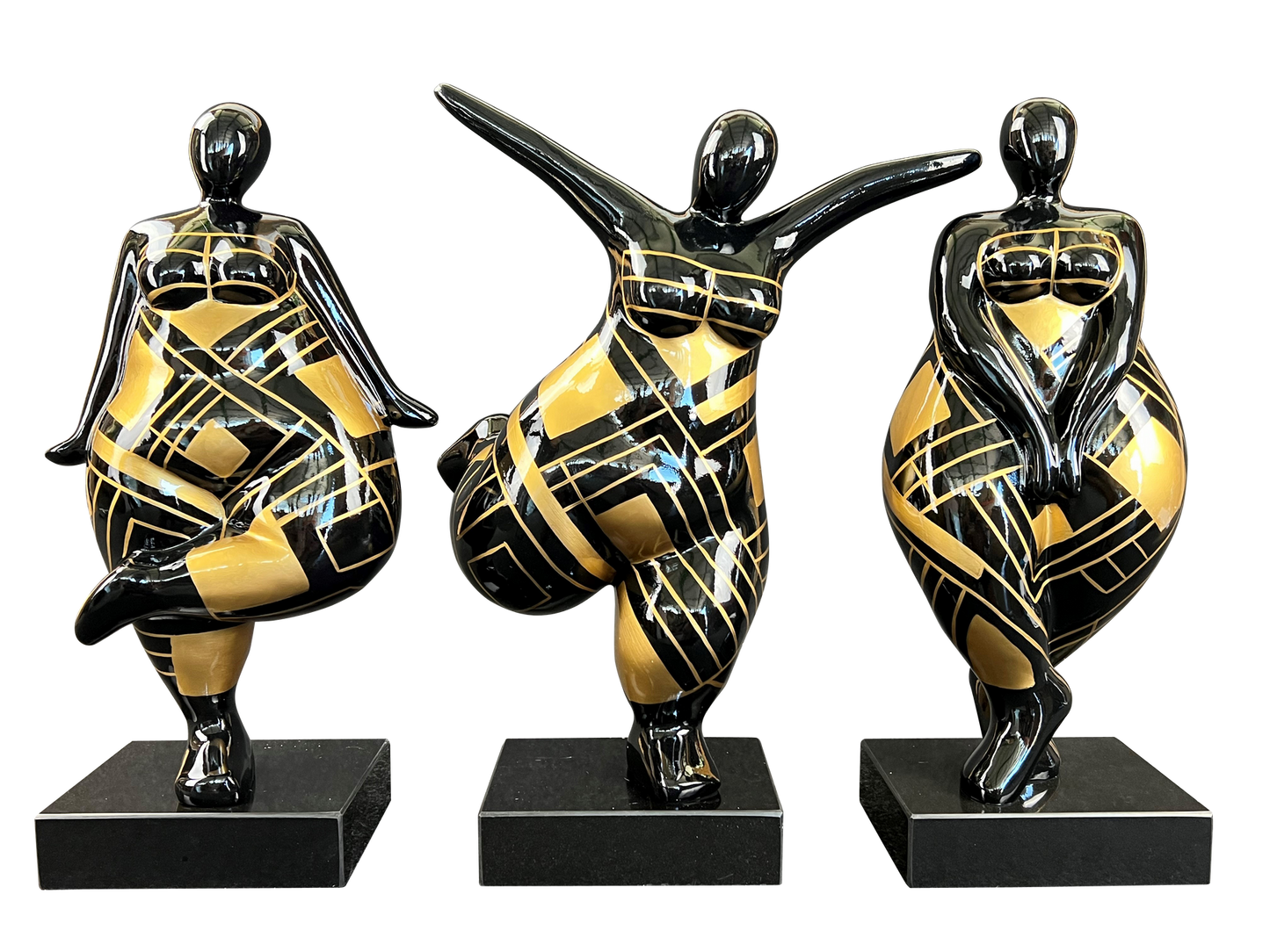 Black & Gold Geometric Elegance Trio