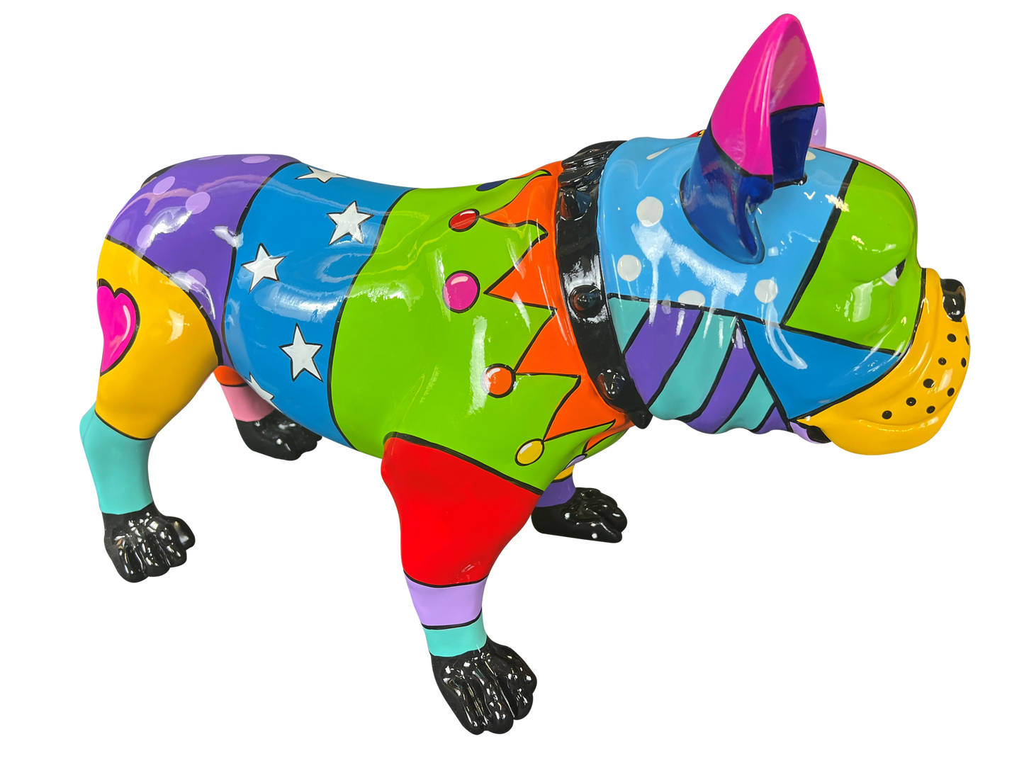 Statue d'art colorée de bouledogue français