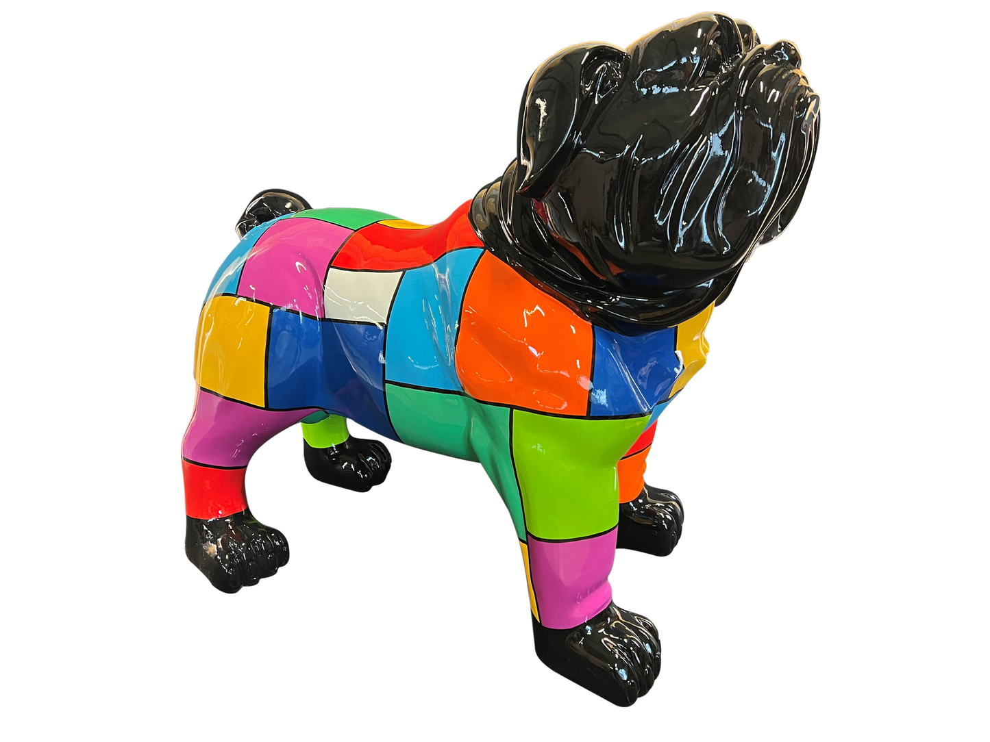 Mosaic Patchwork Bulldog Statue