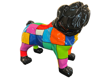 Mosaic Patchwork Bulldog Statue