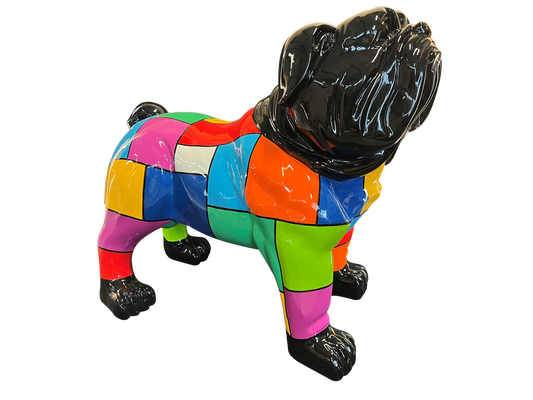 Mosaic Patchwork Bulldog Statue