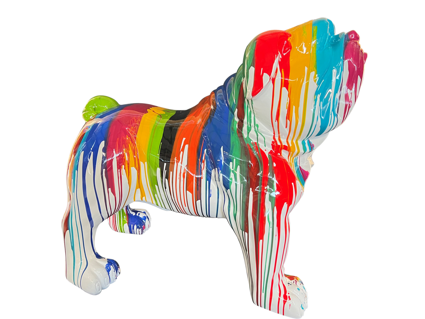 White Drip Art Bulldog Statue