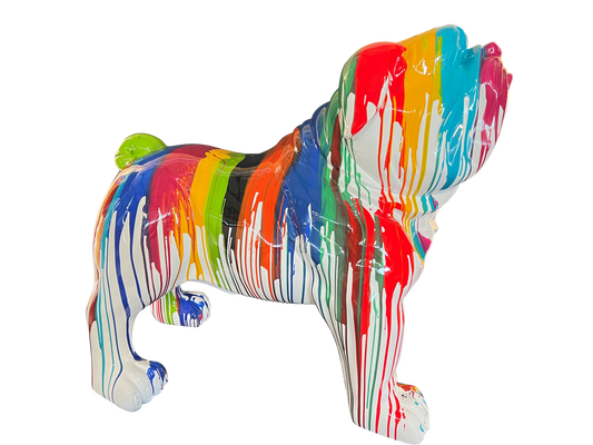 White Drip Art Bulldog Statue