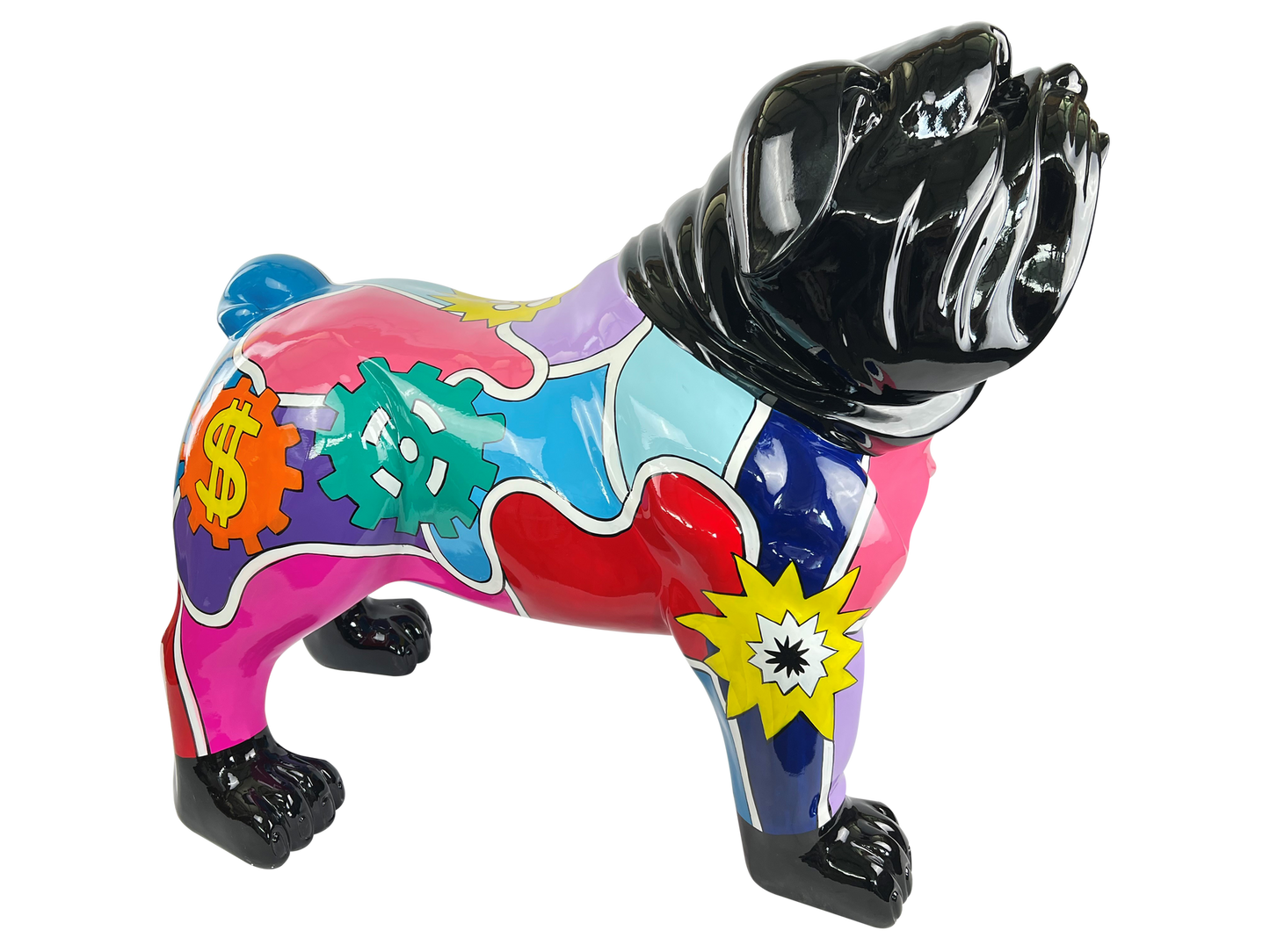 Statue de bouledogue d'argent Pop Art