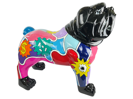 Statue de bouledogue d'argent Pop Art