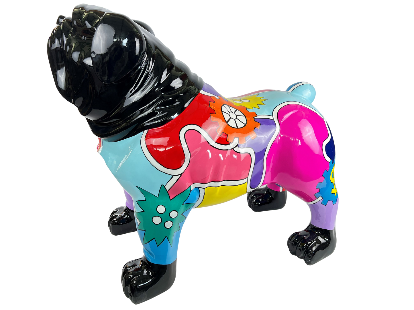 Statue de bouledogue d'argent Pop Art