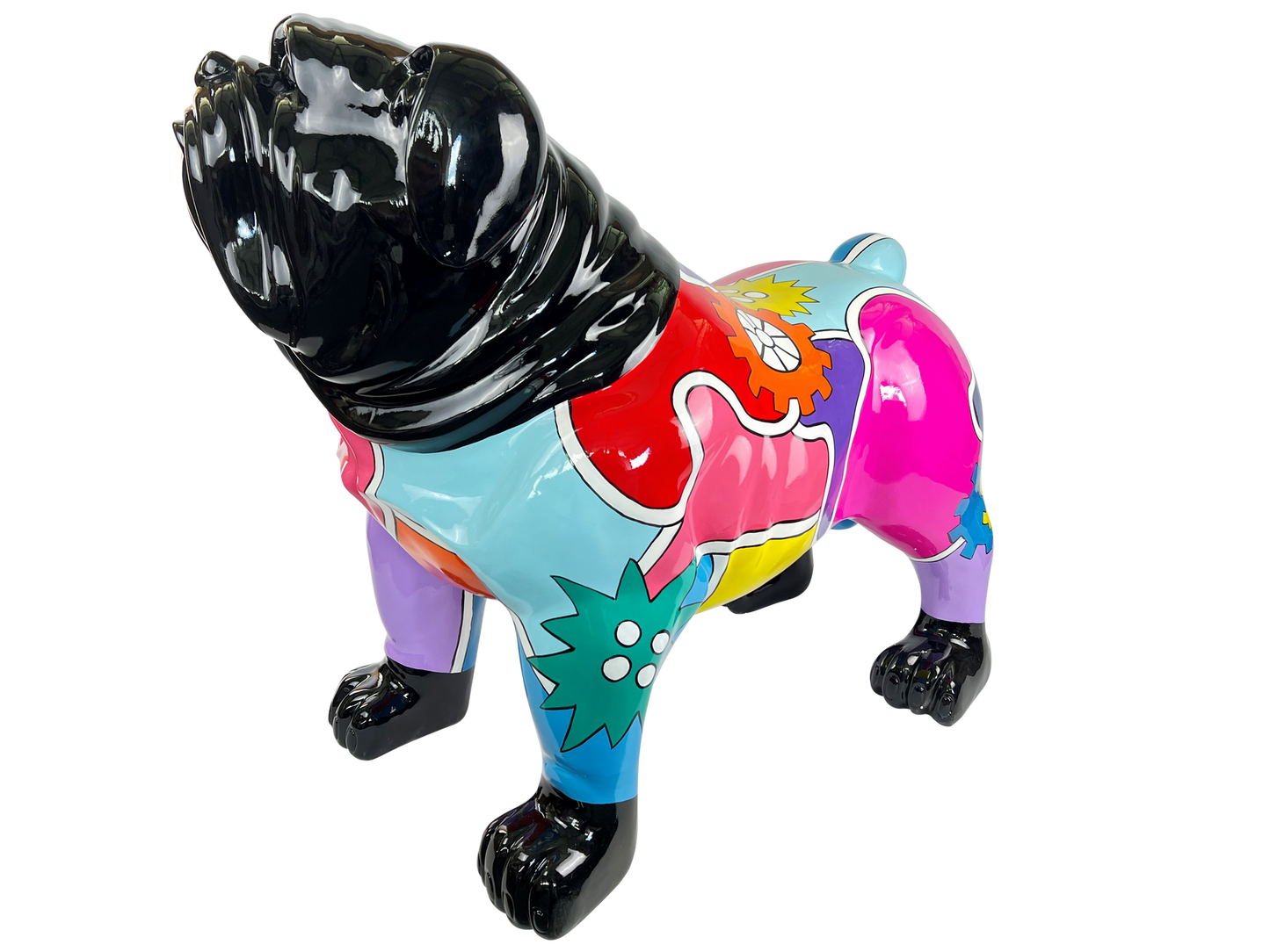 Statue de bouledogue d'argent Pop Art